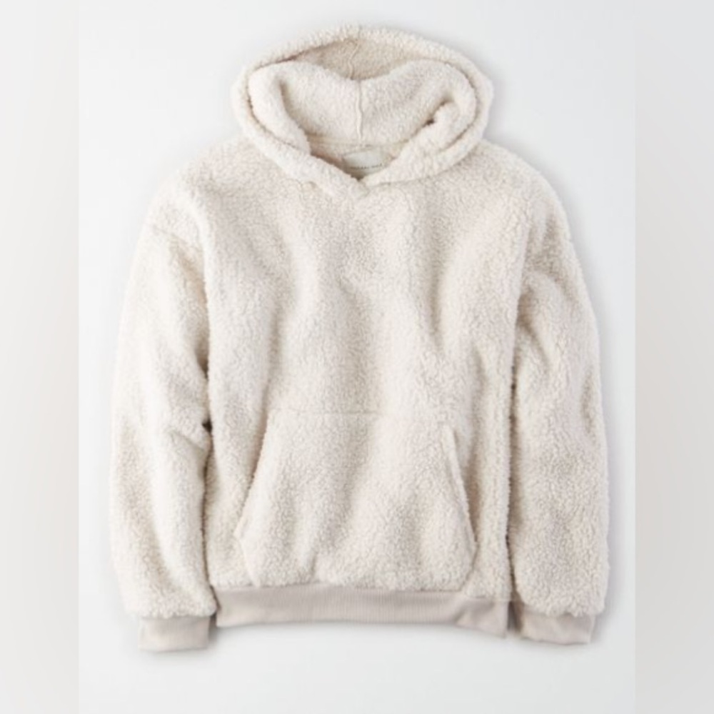 American Eagle women’s white Sherpa hooded sweatshirt